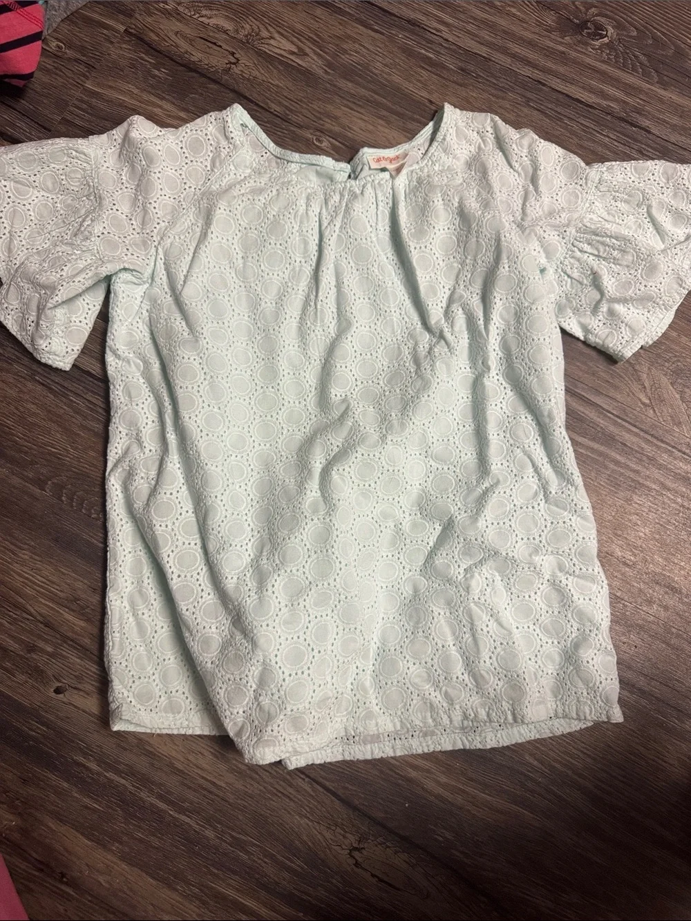 Cat & Jack Mint Eyelet Short Sleeve Top for Kids